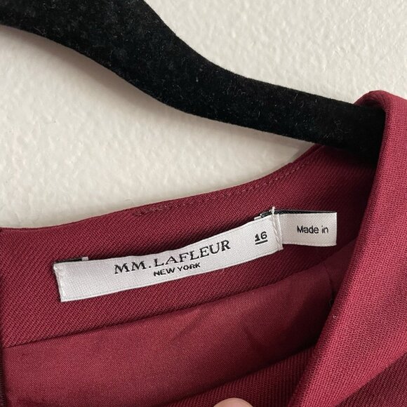 MM Lafleur Women 16 Bordeaux Washable Wool Twill Mock Neck Farnoosh Sheath Dress - Picture 7 of 11